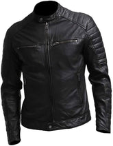 Black Sheepskin Leather Jacket-Men